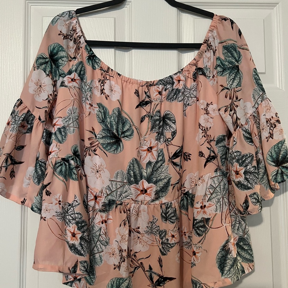 Floral Off-Shoulder Blouse - Pink